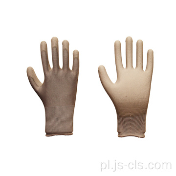 Brązowe poliestrowe rękawiczki PU z serii PU
